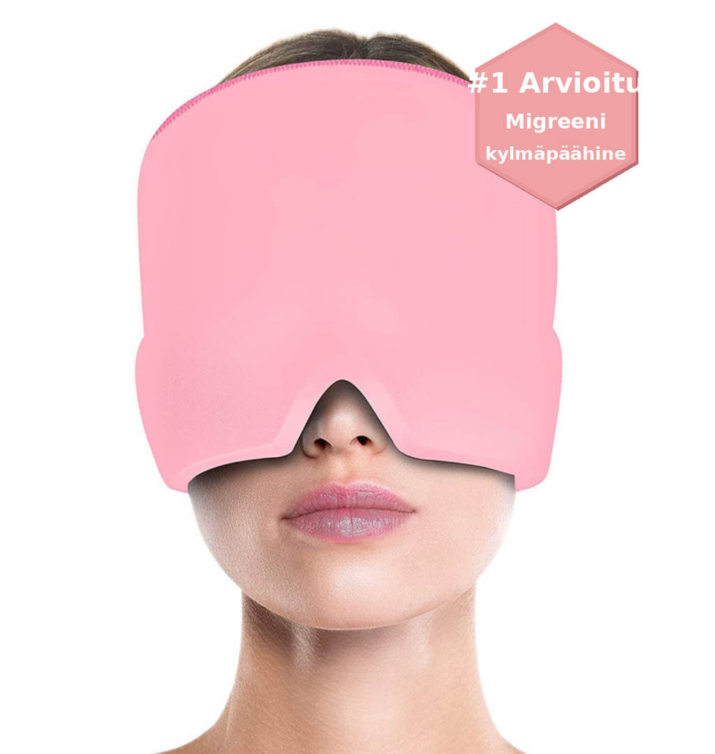 Migreeni kylmäpäähine -Silmänaamio turvonneille silmille - Kylmäterapia - Migreenilievitystuotteet - Moderni kylmäpakkausonne
